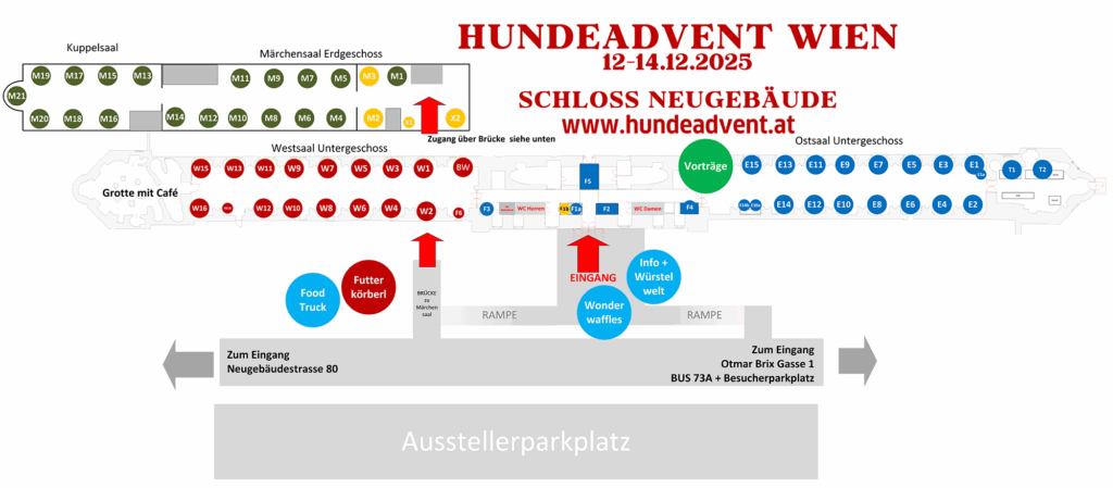 Hallen und Geländeplan Hundeadvent Wien 2025 - Schloss Neugebäude